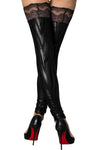 Noir Handmade Lace Wetlook Stockings (XL) | Angel Clothing