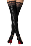 Noir Handmade Lace Wetlook Stockings (XL) | Angel Clothing