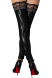 Noir Handmade Lace Wetlook Stockings (XL) | Angel Clothing