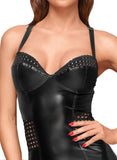 Noir Handmade Wetlook and Mesh Dress (XL) | Angel Clothing