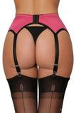 Nylon Dreams 6 Strap Suspender Belt Pink/Black | Angel Clothing