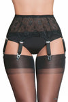 Nylon Dreams 6 Strap Lace Suspender Belt Black | Angel Clothing