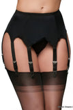Nylon Dreams 8 Strap Suspender Belt Black (XS, S, 2XL) | Angel Clothing