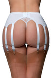 Nylon Dreams 12 Strap Suspender Belt Lace White | Angel Clothing