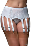 Nylon Dreams 12 Strap Suspender Belt Lace White | Angel Clothing