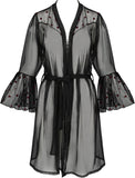 Passion Lovelia Penignoir Dressing Gown Black (S/M, 2XL/3XL) | Angel Clothing