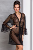 Passion Lovelia Penignoir Dressing Gown Black (S/M, 2XL/3XL) | Angel Clothing