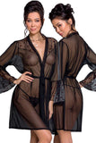 Passion Lovelia Penignoir Dressing Gown Black (S/M, 2XL/3XL) | Angel Clothing