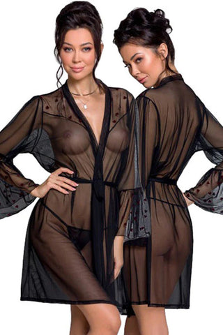 Passion Lovelia Penignoir Dressing Gown Black | Angel Clothing