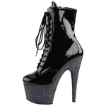 Pleaser ADORE-1020LG Boots Black Glitter | Angel Clothing