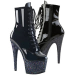 Pleaser ADORE-1020LG Boots Black Glitter | Angel Clothing
