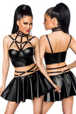 Saresia Harness Wetlook Set mit ausgestelltem Rock (XL/2XL) | Angel Clothing