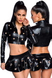Saresia Metal Wetlook Set with Skirt (L) | Angel Clothing