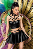 Saresia Harness Wetlook Set mit ausgestelltem Rock (XL/2XL) | Angel Clothing