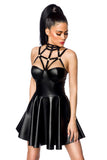 Saresia Harness Flared Mini Wetlook Dress | Angel Clothing