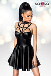 Saresia Harness Flared Mini Wetlook Dress | Angel Clothing