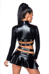 Saresia Metal Wetlook Set with Skirt (XL) | Angel Clothing