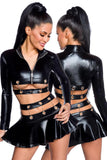 Saresia Metal Wetlook Set with Skirt (XL) | Angel Clothing
