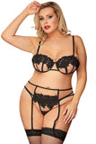 YesX Plus Size Black Lingerie Set | Angel Clothing