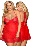 YesX Plus Size Red Babydoll Set | Angel Clothing