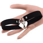 Faux Suede Choker with Heart Padlock | Angel Clothing