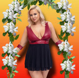 Cottelli Bondage Plus Size Red Black Babydoll | Angel Clothing