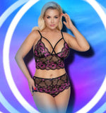 Cottelli Curves Plus Size Black Pink Lingerie Set (3XL/4XL) | Angel Clothing