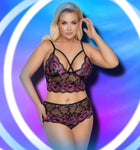 Cottelli Curves Plus Size Black Pink Lingerie Set | Angel Clothing