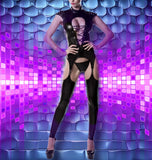 Grey Velvet Erotic Corsage Set (L, XL, 2XL) | Angel Clothing