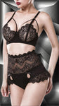 Grey Velvet Floral Lingerie Set | Angel Clothing