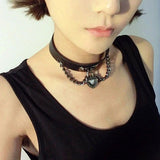 Black Heart Chain Collar | Angel Clothing
