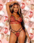 Leg Avenue Strappy Bralette and G-string Burgundy | Angel Clothing