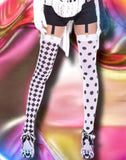 Music Legs Black White Harlequin Holdups | Angel Clothing