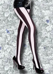 Music Legs Black White Vertical Striped Tights | Angel Clothing