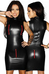 Noir Handmade Dress with Red Zippers