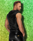 Noir Handmade Snake Skin Pattern Sleeveless Hoodie Top | Angel Clothing
