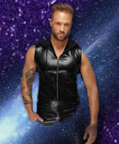 Noir Handmade Snake Skin Pattern Sleeveless Hoodie Top | Angel Clothing