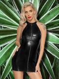 Noir Handmade Snake Wetlook Mini Dress (M, L, 2XL) | Angel Clothing