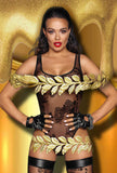 Noir Handmade Tulle Body with Patterned Flock Embroidery (XL) | Angel Clothing