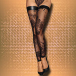 Noir Handmade Tulle Powerwetlook Flock Stockings | Angel Clothing