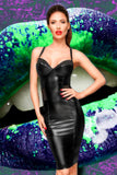 Noir Handmade Wetlook and Mesh Dress (XL) | Angel Clothing