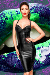 Noir Handmade Wetlook and Mesh Dress (XL) | Angel Clothing