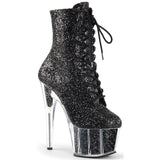 Pleaser ADORE 1020G Boots Black Glitter | Angel Clothing