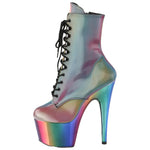 Pleaser ADORE 1020RC Reflective Rainbow Boots | Angel Clothing