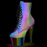 Pleaser ADORE 1020RC Reflective Rainbow Boots | Angel Clothing