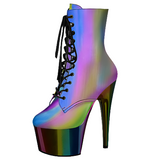 Pleaser ADORE 1020RC Reflective Rainbow Boots | Angel Clothing