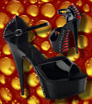 Pleaser DELIGHT 660FH Shoes Black/Red | Angel Clothing