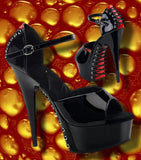 Pleaser DELIGHT 660FH Shoes Black/Red | Angel Clothing