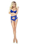 Provocative Royal Affair 3pc Blue Lingerie Set | Angel Clothing