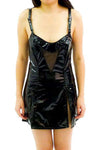 Sexy PVC and Fishnet Dress with Shoulder Straps and Choker | Angel Clothing